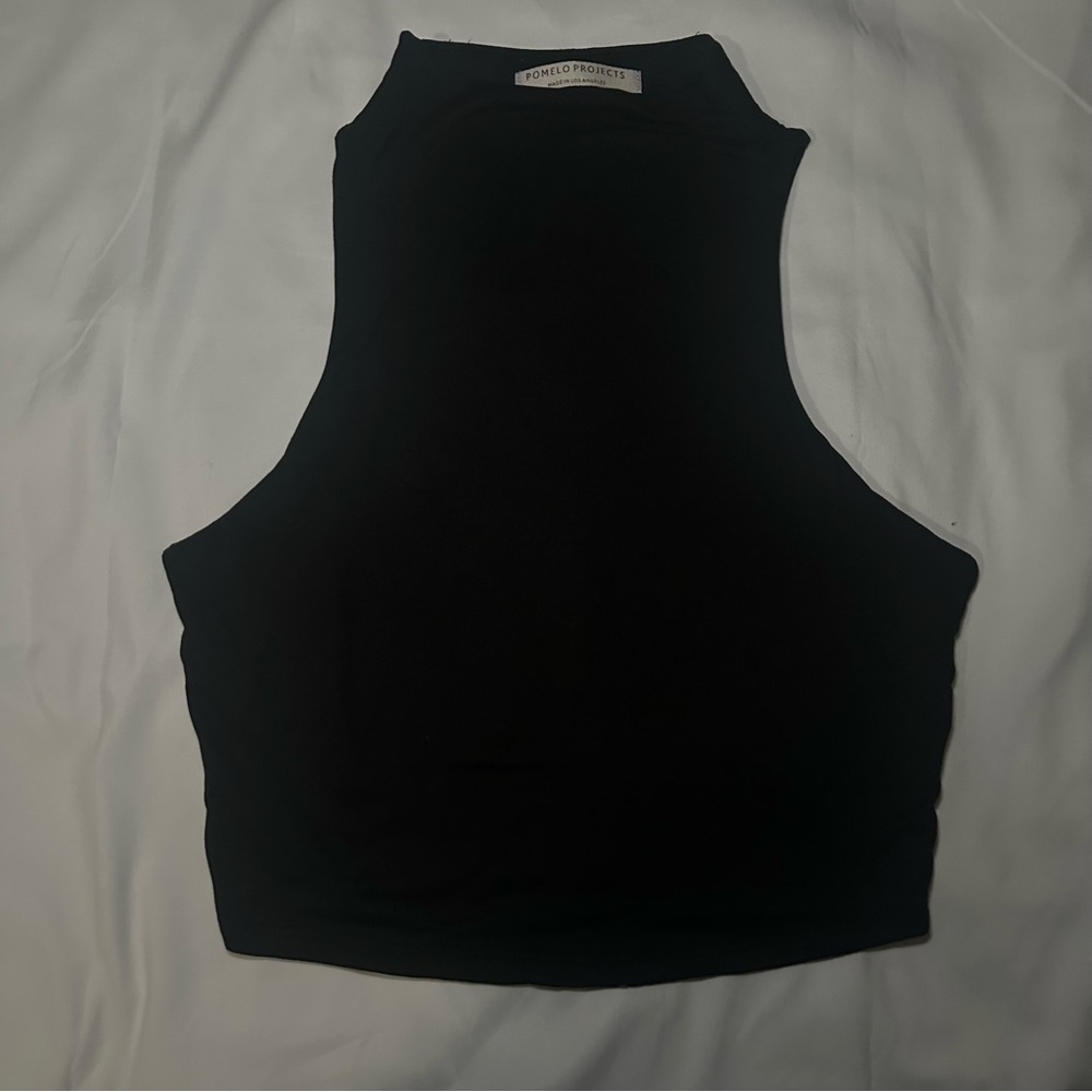 High neck black tank top